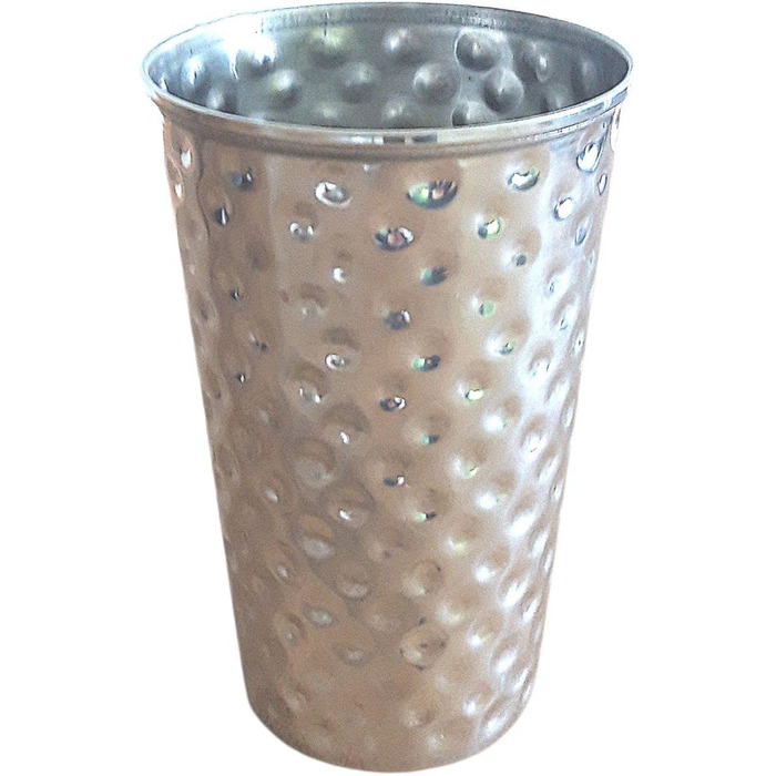 Набір з 20 чашок для пиття BURI з нержавіючої сталі, 500 мл, з кованим покриттям, металеві чашки для пиття, підходять для кемпінгу та вечірок, багаторазові, ударостійкі, штабелюються, сріблястого кольору