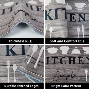 Кухонні килимки, нековзні кухонні килимки, 2 шт., килимок для підлоги, що миється, комплект кухонних килимків з розсувними наклейками, зручний, легкий у догляді, пилонепроникний килимок для кухні (Kitchenware-B, 40x6040x120 см) 40 x 120 см (прямокутний) K