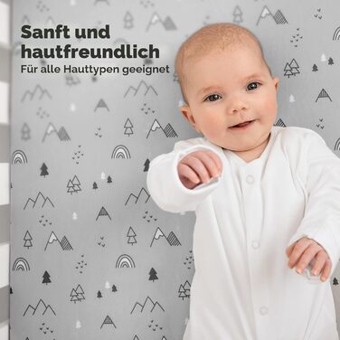 Дитяче простирадло на резинці 70x140 - Дитяче простирадло на резинці, простирадло з 2 предметів для ліжечка, простирадло на резинці для дитячого ліжечка, простирадло на резинці для дитячих ліжечок, бавовняне простирадло для дитячого ліжечка (Woodland) М&3