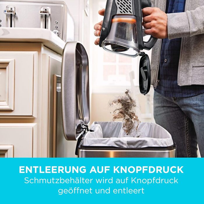 Акумуляторний ручний пилосос BLACKDECKER 18V 2.0Ah зі світлодіодною панеллю Smart Tech, BHHV520JF-QW із зарядним кабелем Titanium/