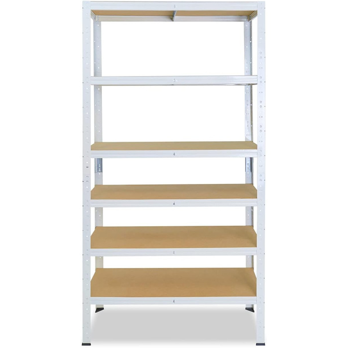Надміцний стелаж для дому, білий/металевий стелаж з 6 полицями/стелаж для підвалу, стелаж для гаража, стелаж для майстерні або стелаж для зберігання/металевий стелаж без болтів, вантажопідйомність 145 кг, В 230 см / Ш 80 см / Г 40 см, 230x80x40