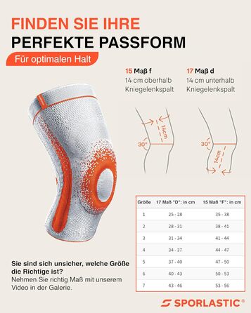 Колінний бандаж GENU-HiT Supreme для правого та лівого коліна - Медичний бандаж для коліна з кільцем надколінка та бічними стабілізаторами для оптимальної стабільності коліна у повсякденному житті - Платиновий розмір 6