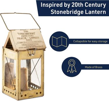 Латунний ліхтар-свічка Kings County Tools, вінтажний дизайн, ідеально підходить для кемпінгу, монтажу або підвішування