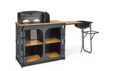 Кухонний ящик Camp LIFE Varna Складана кемпінгова кухня, туристична кухня, кемпінгова шафа з мийкою та вітрозахистом Вулична кухонна шафа, кемпінгова кухня, міні-кухня для автофургона, намету та тенту