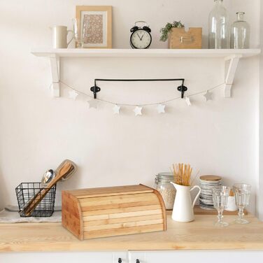 Хлібниця бамбукова HBT 16,5 x 40 x 27,5 см Хлібниця з рухомою кришкою для зберігання хліба зі збереженням аромату Хлібниця з рухом