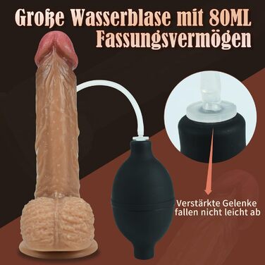 Реалістичний фалоімітатор з функцією сквіртингу, присоска, фалоімітатор для сквіртингу яєчок, фалоімітатор для сквіртингу зі штучною спермою, сперма, реалістичний член, XL, м&39який, секс-іграшка для сквіртингу, хвіст фалоімітатора для жінок та чоловіків,