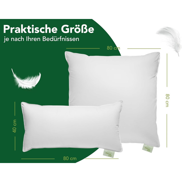 Пухова подушка DREAMSTAR 40 x 80 см 3-камерна пухова подушка Пухова та пір&39яна подушка 40 x 80 см Сертифікована подушка Oeko-Tex Найвища готельна якість Підходить для алергіків Бавовна 40 x 80 см