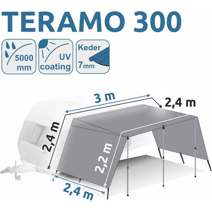 Ваш GEAR Teramo 300 - Караван/будинок на колесах Сонцезахисний навіс Брезентовий тент