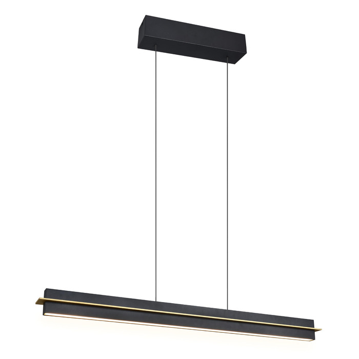 Стеля LED-підвіс Trio Leuchten Emerson 346710180, матовий чорний/золотий метал, 22 Вт LED, регульована висота, плавне налаштування кольору світла, 4-позиційний сенсор