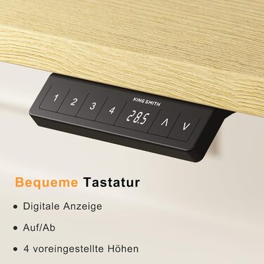 Повністю настільний стіл з регульованою висотою, електричний комп&39ютерний стіл 140 x 70 см, стіл для роботи сидячи та стоячи з цільною стільницею, стіл для роботи стоячи з 4 функціями пам&39яті, дуб 140 x 70 см з повноцінною дубовою стільницею