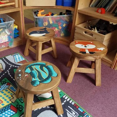 Універсальний дитячий табурет дерев'яний табурет круглий з масиву дерева тваринний мотив єдиноріг фантазія з багатьма можливостями