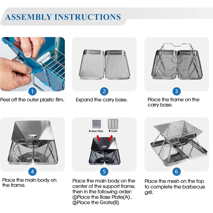 Портативна дров&39яна піч з нержавіючої сталі KAHEIGN, складна гриль-гриль для барбекю, нержавіюча сталь з сумкою для перенесення, кемпінгу, пікніків та барбекю
