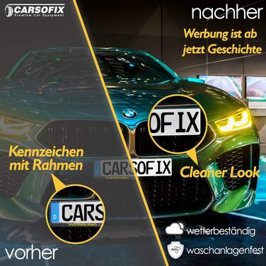 Тримач номерного знака CARSOFIX безрамковий з бомбонепроникним тримачем - Тримач номерного знака для кожного автомобіля - Невидимий тримач номерного знака на липучці - надзвичайно міцний і стійкий до погодних умов