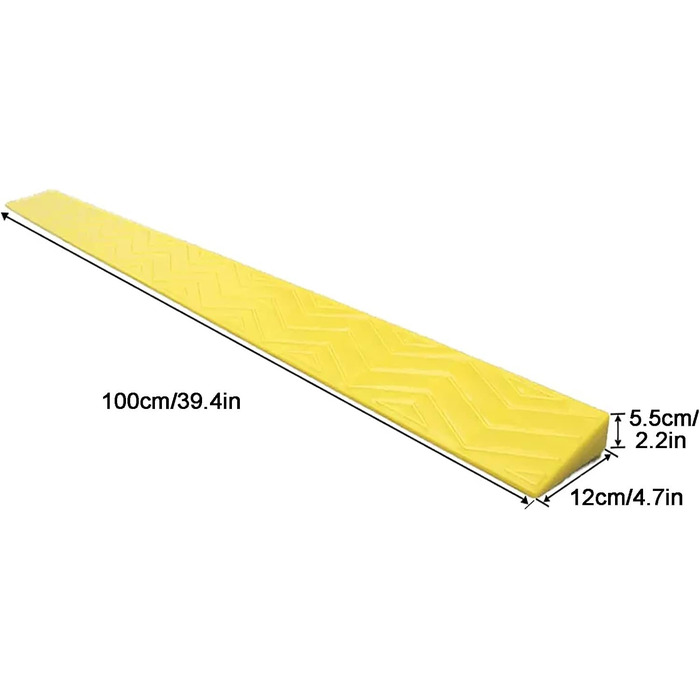 Портативний бордюрний пандус Yqyc, 100 × 12 × 5,5 см — легкий поріг для дверей, ванних кімнат, супермаркетів та гаражів (колір: чорний)