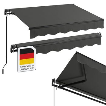 Тент STEELSØN Kestria для балкона/дахової тераси/саду 200x150 см Тент зі складними кронштейнами, непрозорий та водонепроникний Вулична рулонна штора з ручкою виготовлена з пластикової тканини Сонцезахисний тент з настінним кронштейном, антрацит