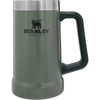 Термокухоль Stanley Adventure Vacuum Stein 709 мл з ручкою зберігає пиво холодним протягом 7 годин - Термокухоль у вінтажному стилі - Можна мити в посудомийній машині - Зелений колір Hammertone