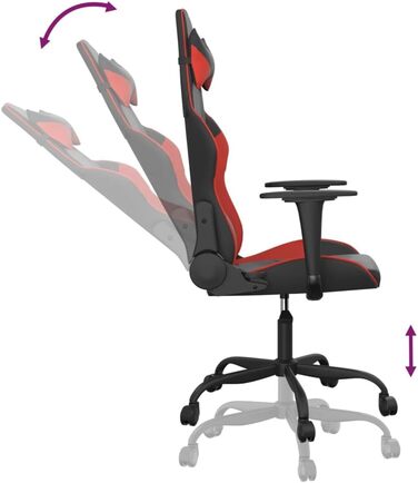 Ігрове крісло з функцією масажу, чорно-червона штучна шкіра, офісне крісло, ігрове крісло, ігрове крісло, обертове крісло, стілець для столу - 345400