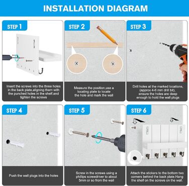 Ключниця Kldgris з полицею, дерев'яна ключниця, декоративна дерев'яна настінна ключниця, з 5 гачками для ключів, для входу, передп