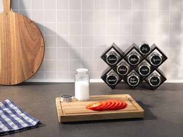 Дерев&39яна підставка для спецій сертифікована FSC підставка для спецій для шафи підставка для спецій для дверцят шафи, кухонний органайзер без свердління (чорна, 10 банок)