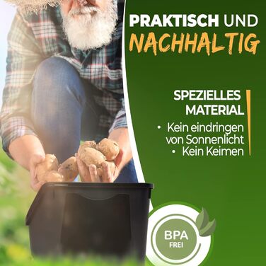 Набір із 2 контейнерів для зберігання картоплі STAHLMANN, контейнер для картоплі з клапаном, ідеально підходить для зберігання цибулі без проростання, контейнер для картоплі для організованої кухні, контейнер для овочів 12 л