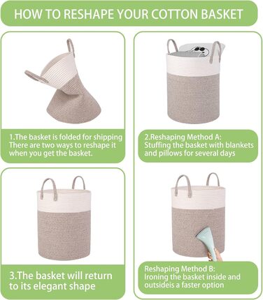 Тканий бавовняний кошик для білизни, 53L Кошик для білизни з ручкою, кошик для білизни для зберігання іграшок, кошик для білизни д