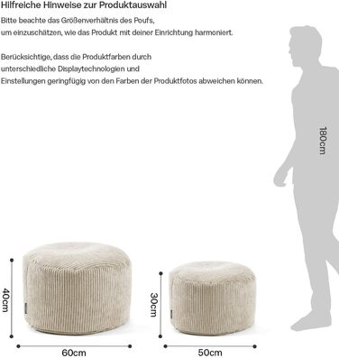 Пуф, табурет або пуф для ніг mokebo з вельвету 30x50 см Лінива весна, подушка для підлоги бежевого кольору, пуф для ніг, кругла тканинна подушка для сидіння для приміщень, пуф, пуф для сидіння, затишний та м&39який, з наповнювачем з EPS-бісеру 30x50 см, в