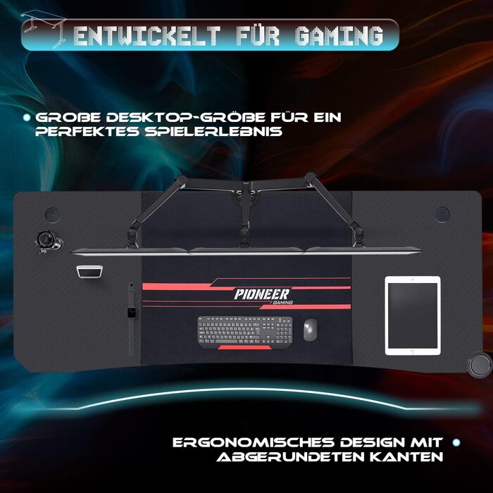 Стіл 140 см Ігровий стіл Геймерський комп'ютерний стіл Ергономічний стіл для ПК з Т-подібною формою для зберігання кабелів, підскл