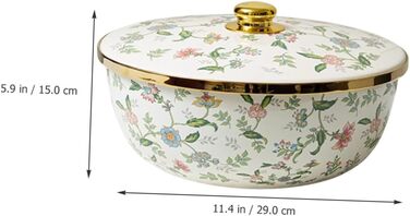 Емальована миска для супу Alipis з кришкою, велика кухонна миска для змішування 29 см, багатоцільова емальована миска для зберігання та приготування їжі