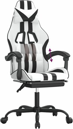 Ігрове крісло з підставкою для ніг, крісло для ПК, ігрове крісло, крісло для геймерів, крісла для домашнього офісу, крісла для ігор, крісло для PlayStation, комп&39ютерне крісло, біла та чорна штучна шкіра