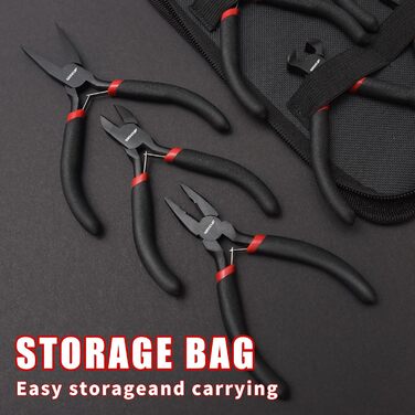 Набір міні-плоскогубців 8 шт. гострі, круглі, плоскі, довгі, з вигнутими та діагональними губками, кусачки та плоскогубці для рукоділля, електроніки та ювелірної справи, в чохлі