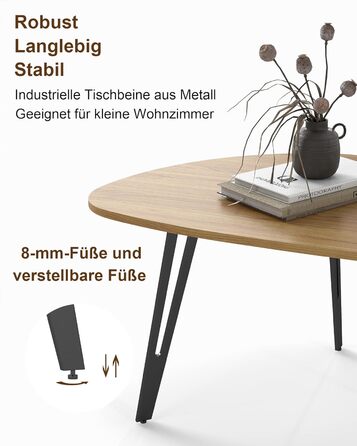 Сучасний овальний дерев&39яний журнальний столик Manora, невеликий столик для вітальні, столик-диван, компактний та стильний (світлий дуб)