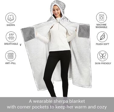 Подарунки для найкращих друзів, ковдра для обіймів з рукавами Подарунок дівчині на день народження, подарунки для підбадьорення дівчини, подарунки для жінок, дівчини, сестри, мами на Різдво, день народження, сірий