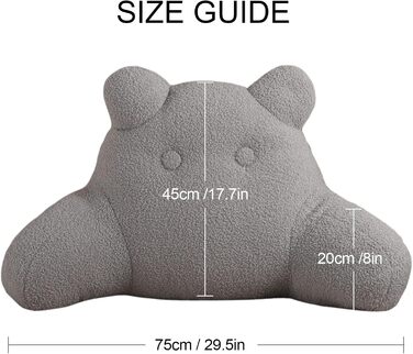 Подушка для читання Mingfuxin для ліжка та дивана, подушка для читання для дітей та дорослих, щоб сидіти на ліжку, подушка для читання зі спинкою, подушка для підтримки підлокітників зі знімним чохлом для спокійного перегляду телевізора, світло-сіра