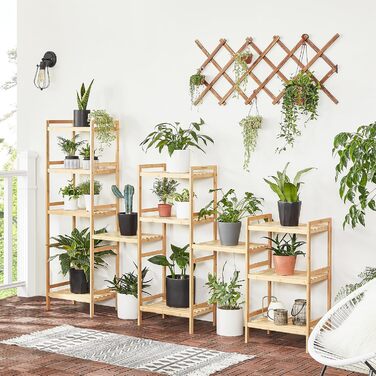 Бамбукова полиця SONGMICS, кухонна полиця, полиця для ванної кімнати, книжкова полиця, окремостояча полиця з 3 полицями, 31,5 x 45 x 80 см, для ванної кімнати, кухні, вітальні, спальні, балкону, натуральний колір BCB073N01 натуральний колір 3 рівні (80В с