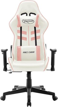 Геймерське крісло, офісне крісло, білий та рожевий, штучна шкіра