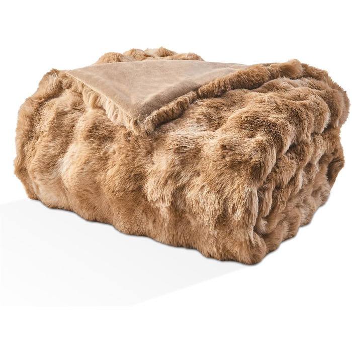 Пухнаста ковдра EMME, пухнаста товста ковдра з кроликом, пухнастий плед для дивана, флісова ковдра, пухнаста ковдра для вітальні, двоспальний диван, сіро-коричневий, 1-тай-дай