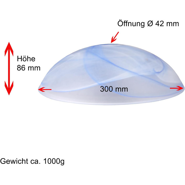 Лампа Скло Заміна скла Абажур Ø 300 мм Скло світильника Алебастрове скло Синій абажур Кругле скло