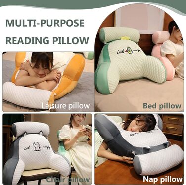 Подушка для читання - Оксамитова подушка для читання, подушка для спини з підлокітниками, ергономічна подушка для ліжка, спинка крісла для ліжка, подушка-подарунок для читання, хаскі, 70 * 50 см