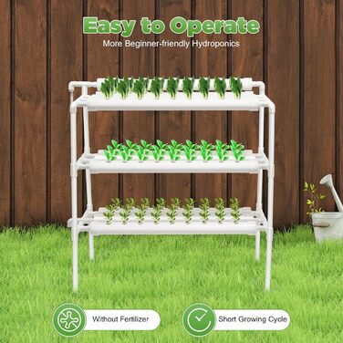 Набір для гідропонного вирощування LIAIZE із 90 місцями для рослин, 3-шарова система гідропонного вирощування, набір для гідропонного вирощування на ділянці Система гідропонного садівництва Безґрунтові труби для вирощування Вертикальний сад