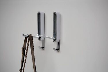 Складаний гачок, складаний настінний гачок із захистом від ковзання, метал/пластик, 2,5 x 18 x 2,5 см, білий