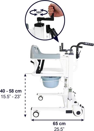 Крісло для перенесення підйому пацієнта, туалетне крісло для людей похилого віку з коліщатками з регулюванням висоти, інвалідний візок для пацієнта для дому, допоміжні засоби для перенесення підйомників пацієнтів з гальмами