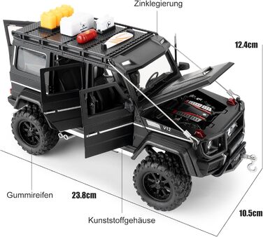 Модель автомобіля Mercedes Benz G550 з функцією від'їзду назад, дитяча іграшкова машина зі світлом і звуком, колекційна модель автомобіля, подарунок для хлопчиків і дівчаток (чорна), 124