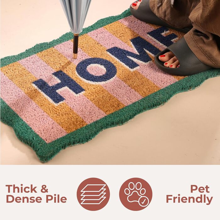 Килимок для дверей Folkulture (40 x 70 см) Нековзний килимок з койри, килимок для вловлювання бруду, вітальний килимок для входу в будинок, килимок для передніх дверей Килимки для вхідної зони, аксесуари для дому Домашній гребінець 41 x 71 см (прямокутний