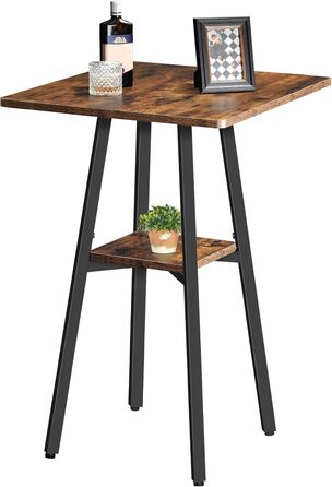 Барний стіл HOOBRO на 2 рівні, високий бістро-стіл, невеликий стоячий стіл з 2 стільницями, кухонний стіл, балконний стіл, для вітальні, конференц-залу, бару, рустикальний коричневий та чорний EBF51BT01