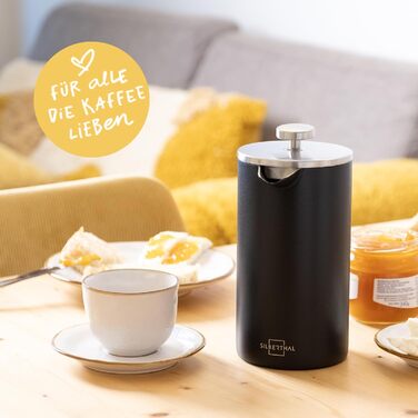 Френч-прес SILBERTHAL Thermo 1 літр - Кавоварка з нержавіючої сталі - Ізольований кавоварський прес з подвійними стінками - ідеально підходить для кемпінгу, чорний
