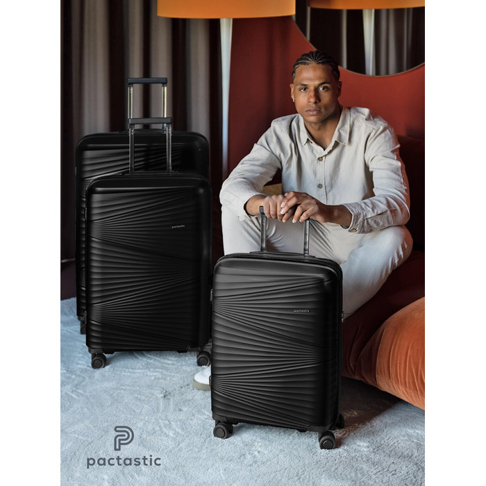 Ультралегка валіза для ручної поклажі з твердою оболонкою Маленький візок для ручної поклажі 39 x 20 x 55 см 41 літр Поліпропілен та TSA лише 2,25 кг (Колекція 02) Чорна металева валіза S (55 см)