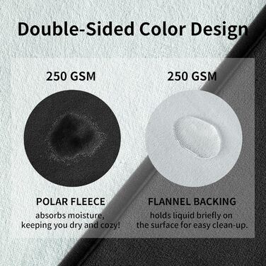 Водонепроникна ковдра QIYI для ліжка, дивана, кушетки, двостороння, флісова ковдра, яку можна прати, для захисту меблів та матраців для пар, собак та котів, 102x153 см, чорна/світло-сіра