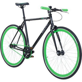 Велосипед Galano Blade Fixie для чоловіків та жінок, зріст 165-195 см, ретро-велосипед з однією швидкістю, 28-дюймові колеса, різні розміри, міські велосипеди з фліп-флоп втулкою, шосейний велосипед, міський велосипед, чорний/зелений, рама 53 см