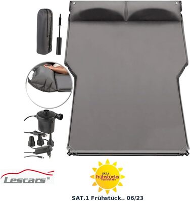 Автомобільний надувний матрац Lescars Самонадувальний автомобільний матрац XXL з повітряним насосом 12/230 В (матрац, автомобільний надувний матрац, ліжко)