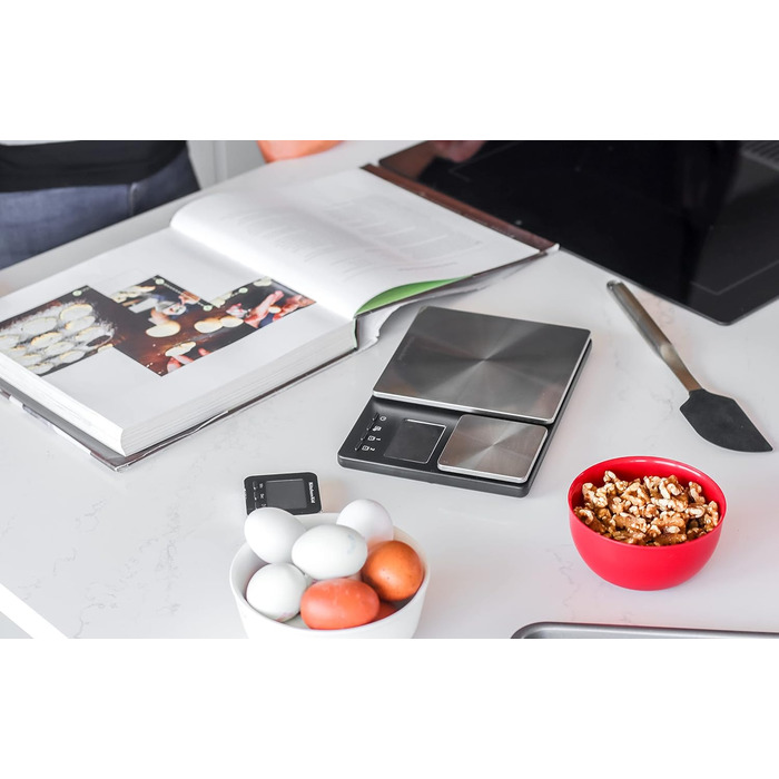 Цифрові кухонні ваги KitchenAid з двома платформами, зважують від 5000 г до 500 г, чорний, з секундоміром одного розміру